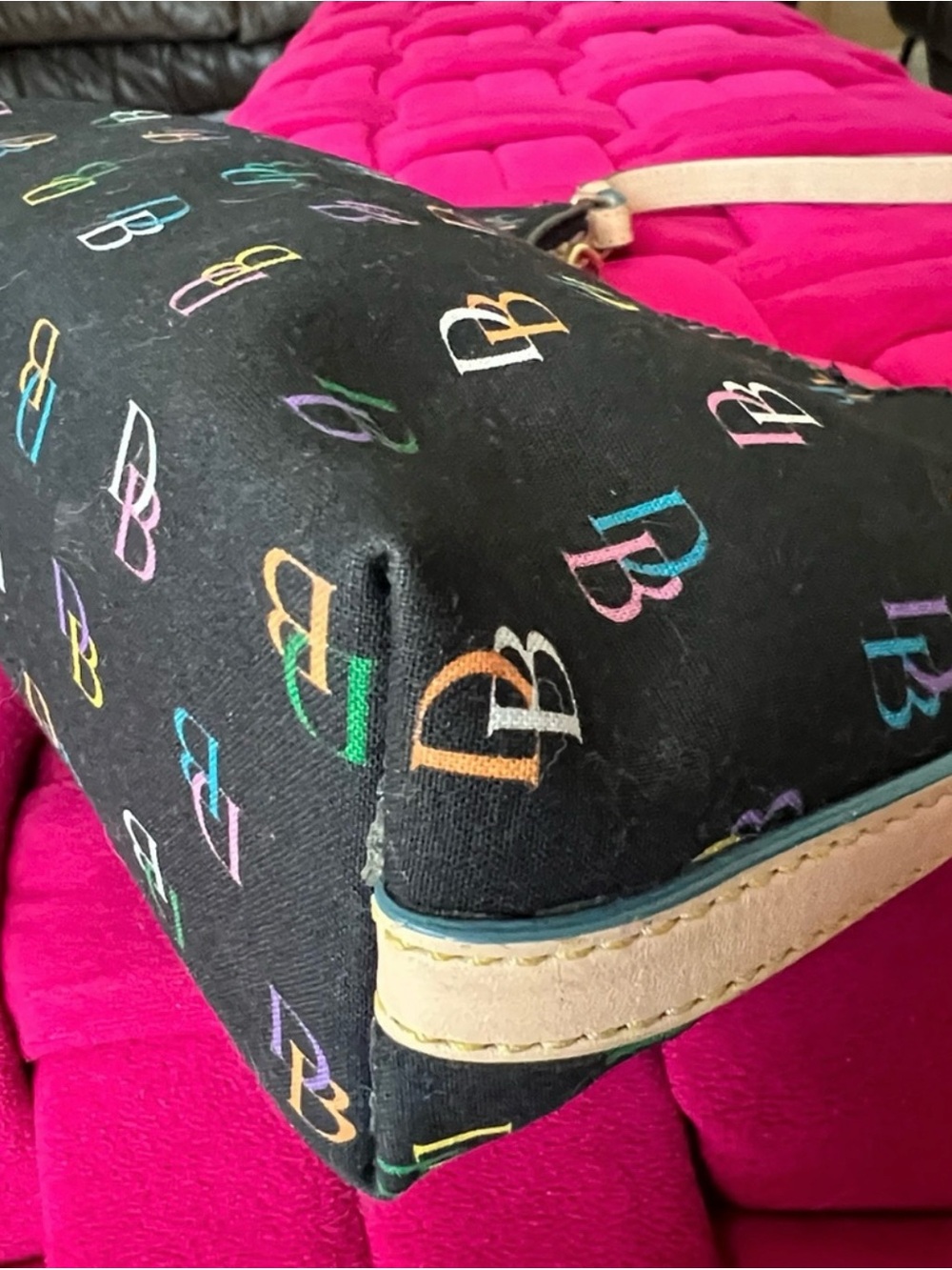 Dooney & Bourke Black Shoulder Bag with Multicolor DB Logo Print - Picture 9 of 15